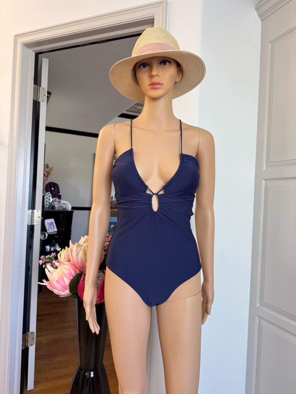 PQ Swim Navy Blue One-Piece Swimsuit with Keyhole Front